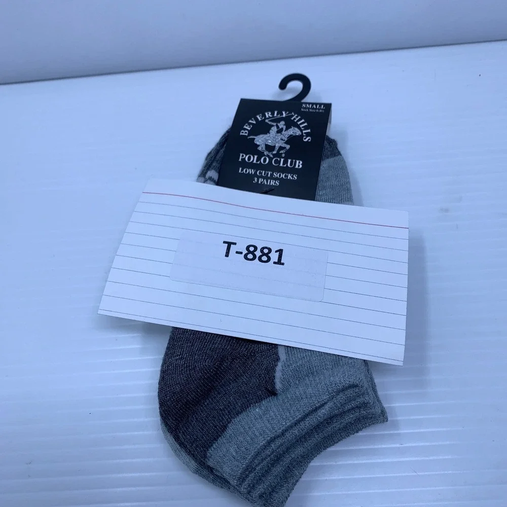 Beverly Hills Polo Club Boys Girls Small Grey Striped Low Cut Socks 3 Pairs NWT